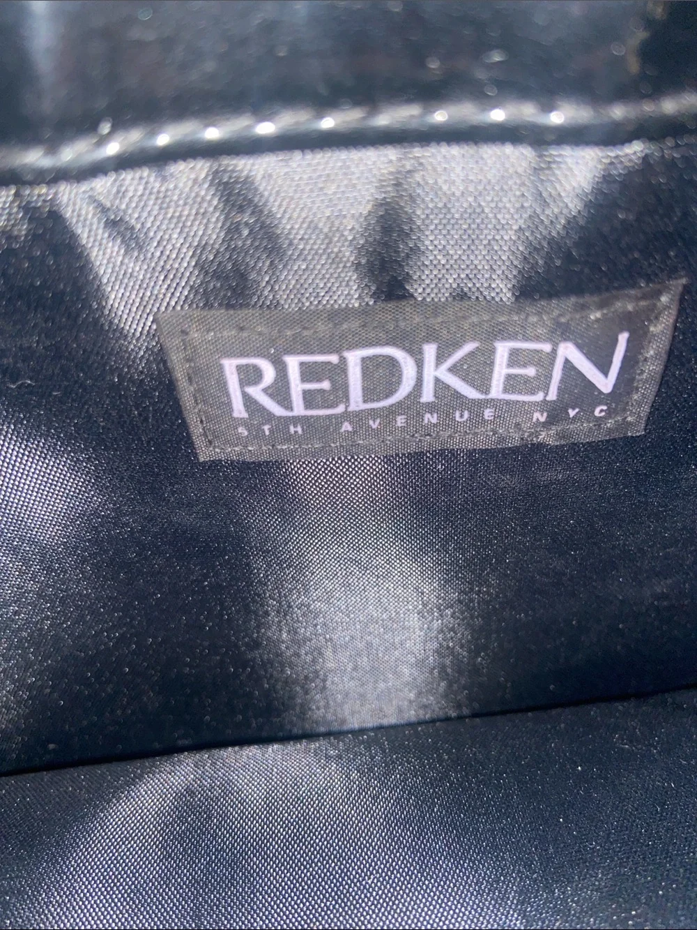 REDKEN Snake-Embossed Black and Silver Women's Clutch